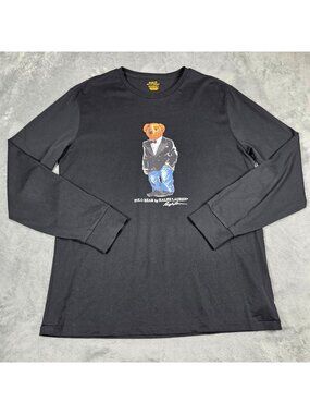 Polo Ralph Lauren Shirt Mens Large Black Bear Tuxedo Jacket & Jeans Preppy
